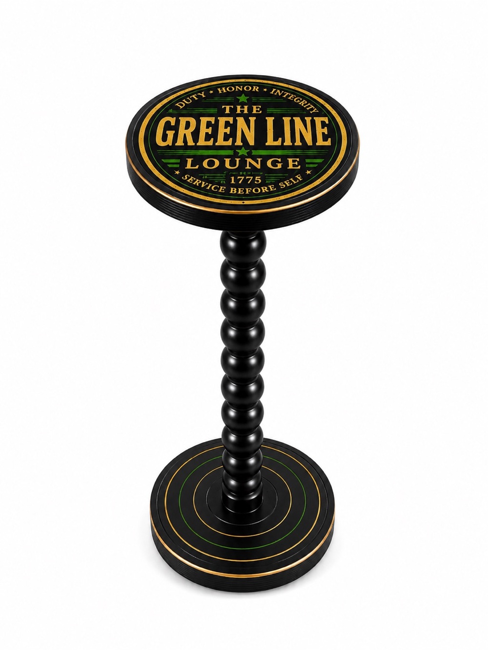 Round Green Line Lounge Drink Table, Whiskey Stand, Modern Martini Perch